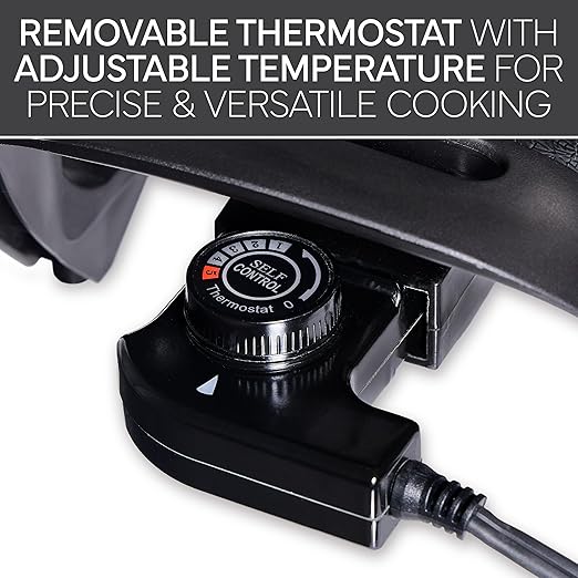 COOK WITH COLOR Electric Skillet - 12" x 12" Ceramic Nonstick Pan, PFAS-Free, 1400W, Tempered Glass Lid, Variable Temperature, Removable Heating Probe, Cool-Touch Handles, Black