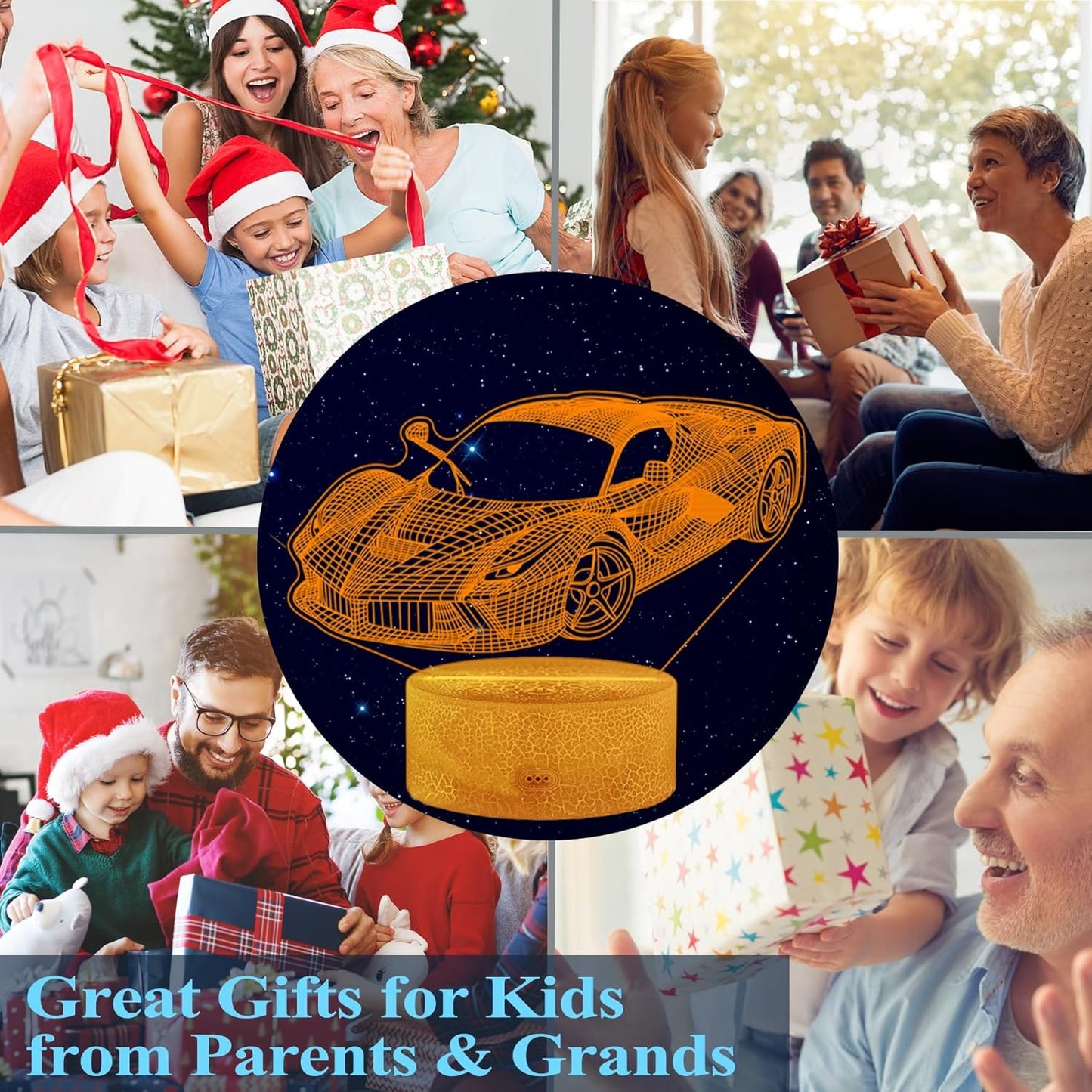 Car Gifts for Men, Racing Vehicle Night Light with Remote Control, 16 Colors Changing, Timer, RGB Flashing Mode and Dimmable, Cool Gifts for Boys Christmas Decor