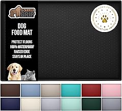 GORILLA GRIP 100% Waterproof Raised Edge BPA Free Silicone Pet Feeding Mat, Dog Cat Food Mats Contain Spills Protects Floo...