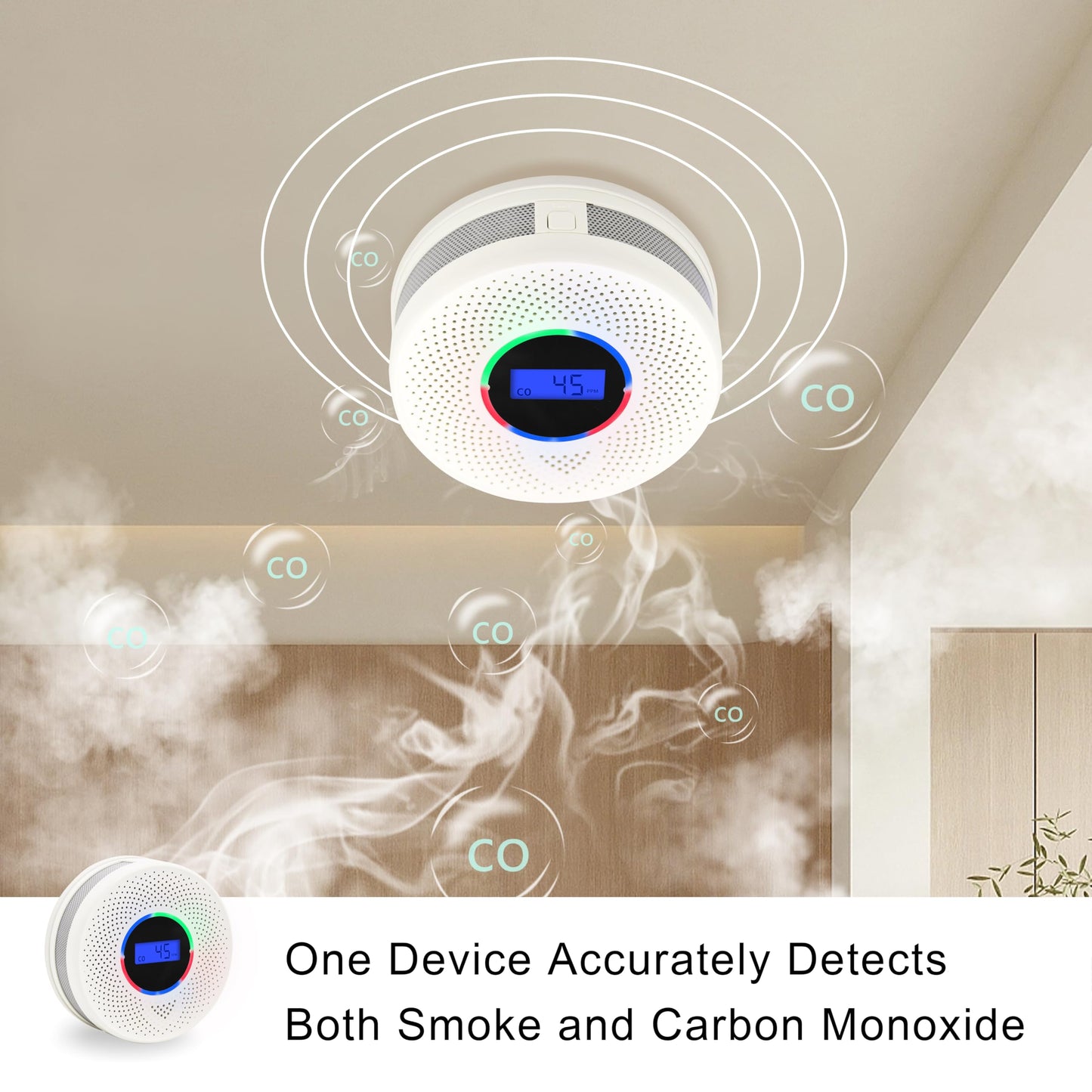 Kesy Upgraded Smoke and Carbon Monoxide Detector 10-Year Lifespan, Dual Sensor Smoke Alarm & Carbon Monoxide Detector (5 Pack)
