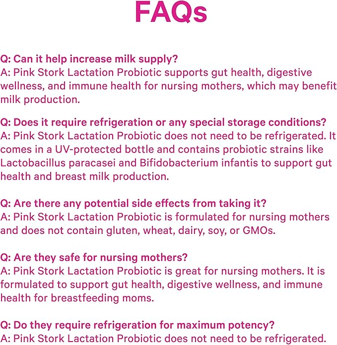 Pink Stork Lactation Probiotic - 30 Billion CFUs Multi Strain Postnatal Probiotics for Breastfeeding Women - Support Breast Milk & Gut Health, Postpartum Essentials, 30 Capsules
