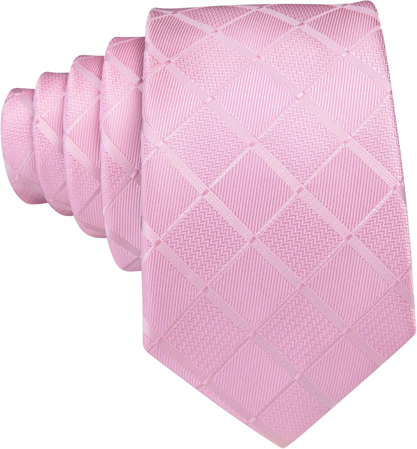 Barry.Wang Designer Classic Ties for Men Set Formal Pocket Square Cufflink Check Plaid