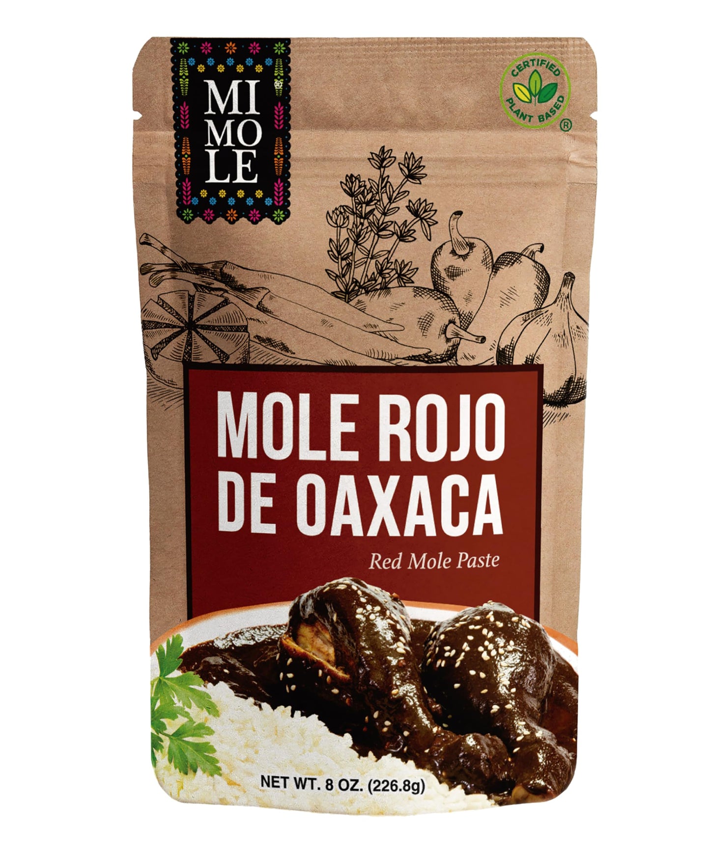 Mi Mole Mole Rojo de Oaxaca - All-Natural Paste, 8 oz - Rich Flavor from 26 Ingredients