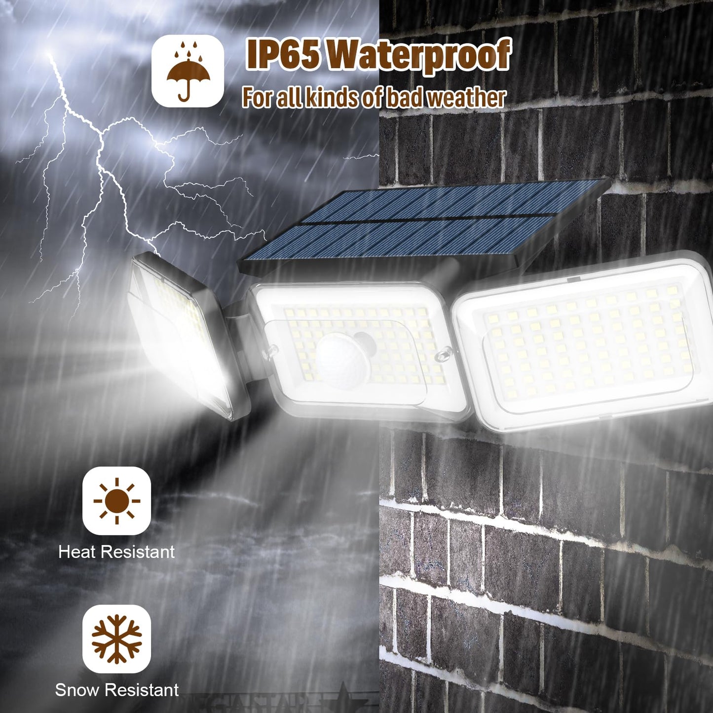 Mokot Solar Lights Outdoor, 3000LM, Motion Sensor & Remote Control, 4 Modes, 218 LEDs, 2 Pack, Black, Model NEWTBD-2