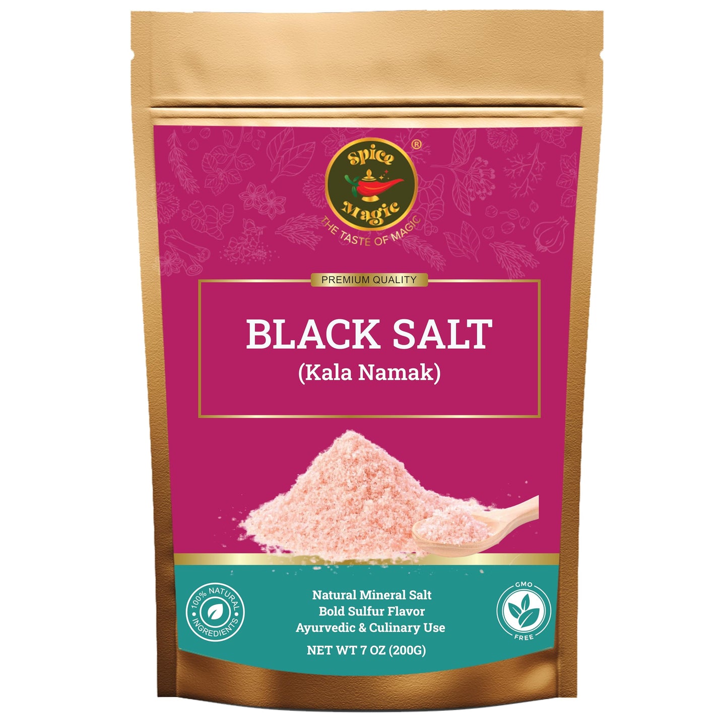 Spice Magic Black Salt (Kala Namak) - Authentic Indian Mineral Salt | Unique Tangy Flavor for Chaats, Curries & Vegan Recipes |