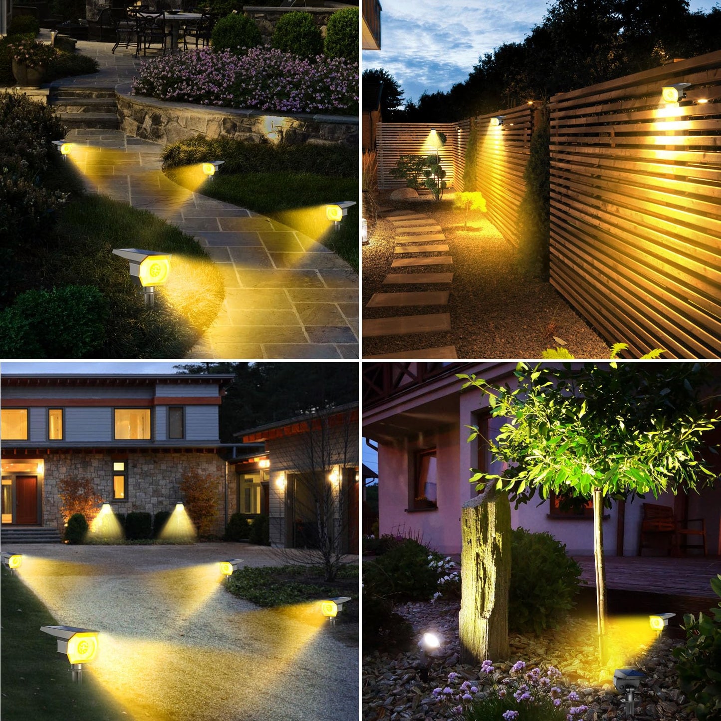 Peasur 1 Pack Solar Spot Lights Outdoor Solar Spotlights Outdoor Waterproof 2-In-1 Auto On/Off Landscape Lighting For Outside Yard Garden (Warm White)