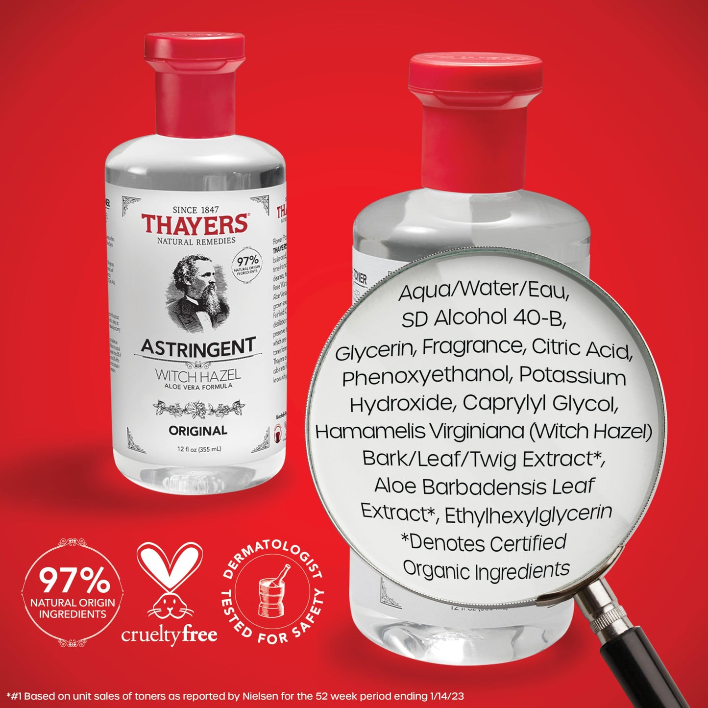 Thayers Witch Hazel with Aloe Vera, Original Astringent 12 oz (Pack of 3)