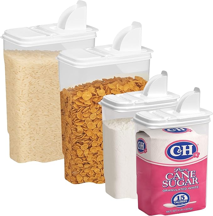 Buddeez Bag In All Purpose Food 4 Piece Dispenser Set - Includes 2 x 8 Quart and 2 x 3.5 Quart Containers - Pet and Pantry Storage