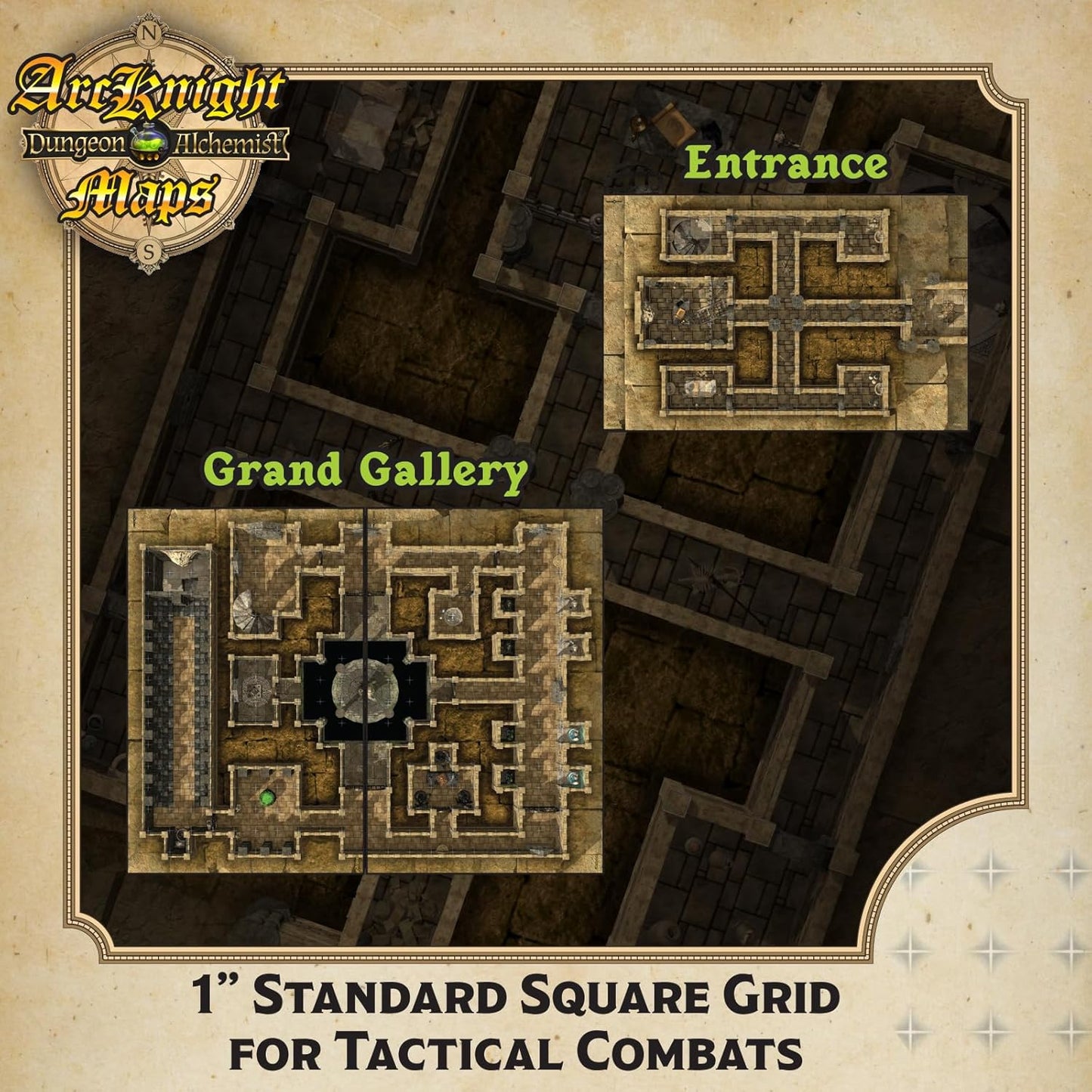 Arcknight The Pharaoh’s Pyramid map Pack - 16 Modular RPG Maps in 8 Double-Sided Pages, 1" Square Grid, Modular & Versatile Design for Tabletop Gaming - BattleMaps for Dungeons & Dragons & More