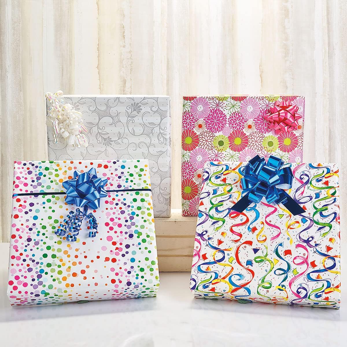 Current Happy Birthday Confetti Jumbo Rolled Gift Wrap - 23 Inches x 32 Feet (61 Square Feet Total), Peek-Proof Party Paper, For Birthdays, Graduations, Baby Showers and More
