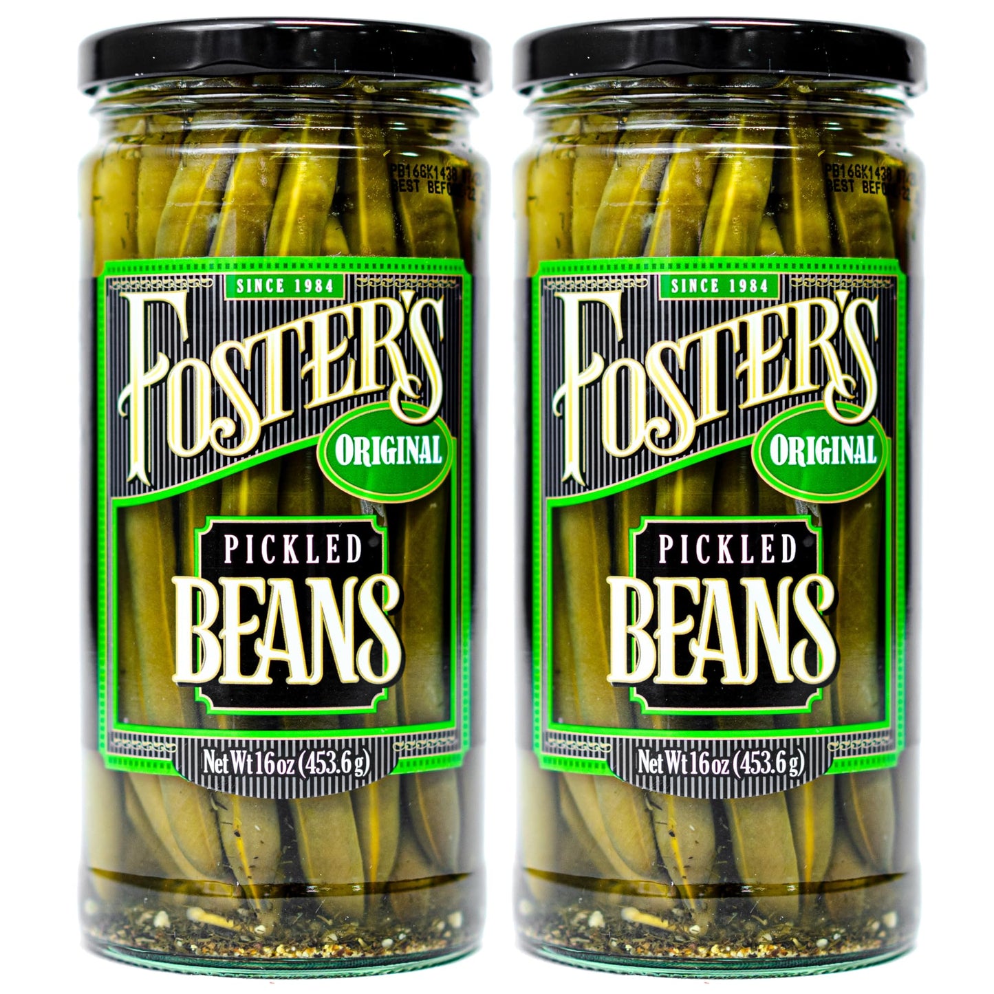 Fosters Pickled Green Beans in a Jar, Original, 16oz, 2 Pack, Traditional Pickled Vegetables Recipe for over 40 years, Low Calo
