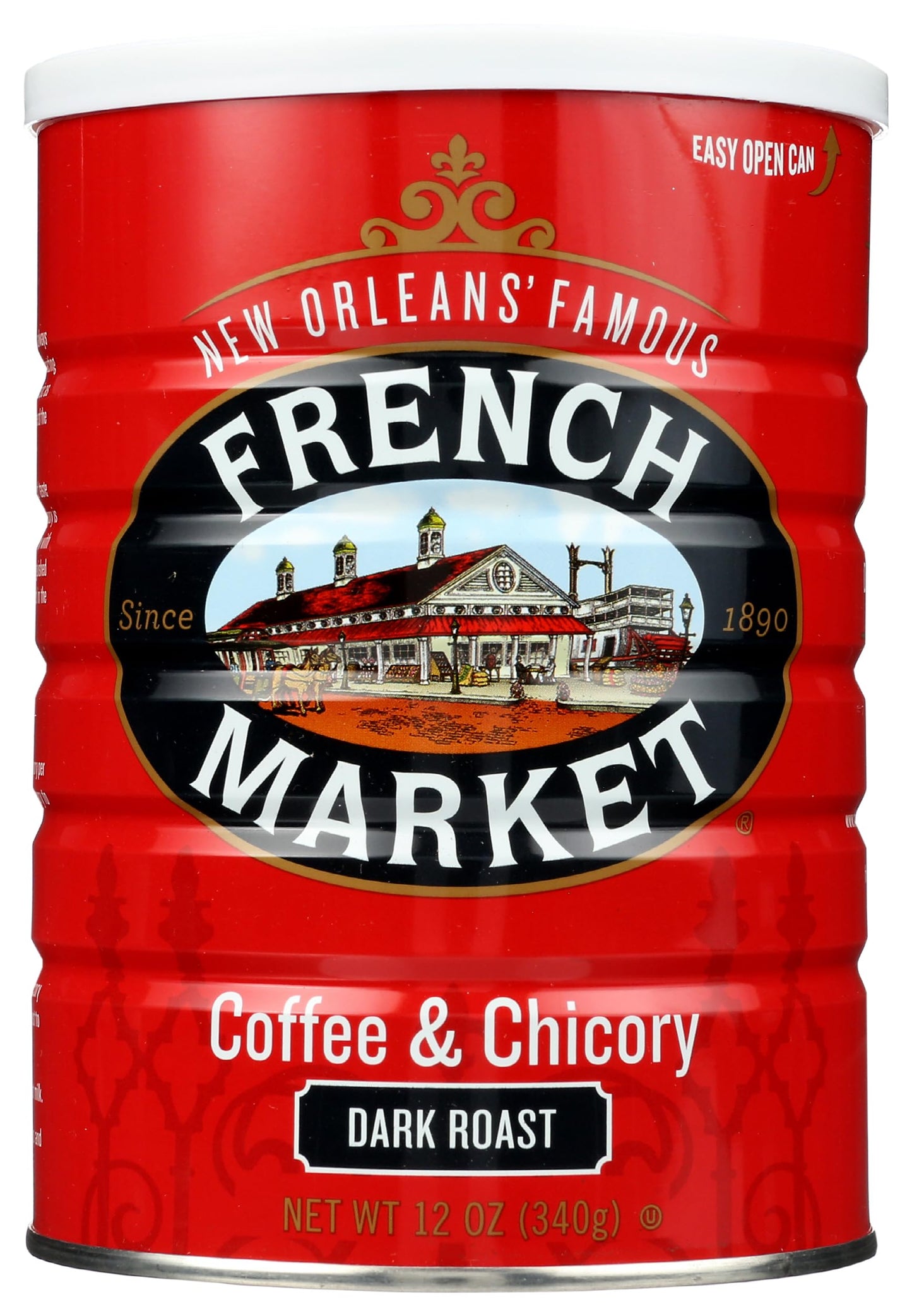 French Market Coffee, Coffee & Chicory, Dark Roast Ground Coffee, 12-Ounce Metal Can