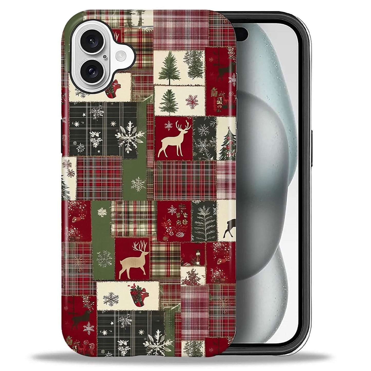 Goodsprout for iPhone 16 Plus Case,Hybrid 2-Layer Hard Shell + Silicone Protective Case -Resistant Shockproof- Christmas Tree De