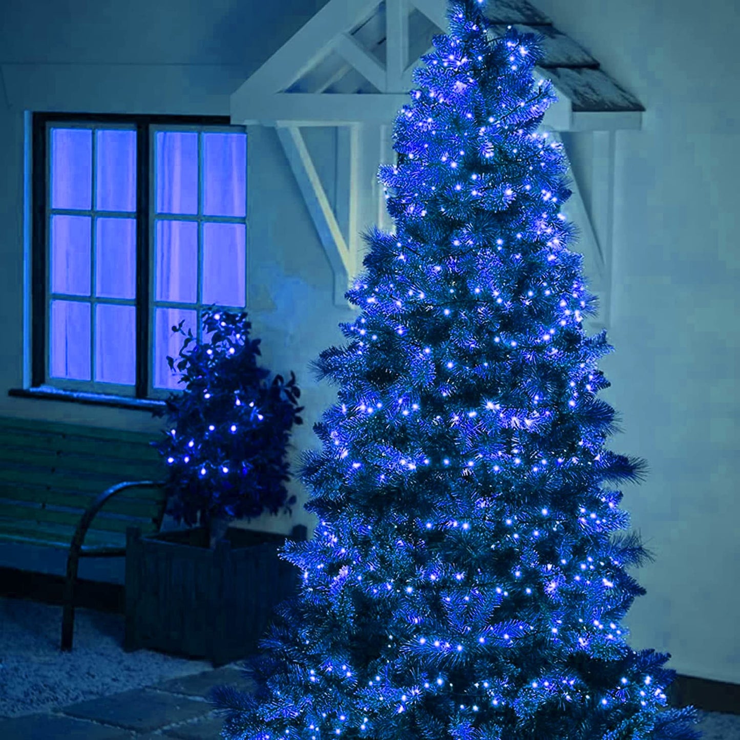 Dazzle Bright Christmas String Lights, 400 LED, 8 Modes, Waterproof, Blue, Model HB-200COI