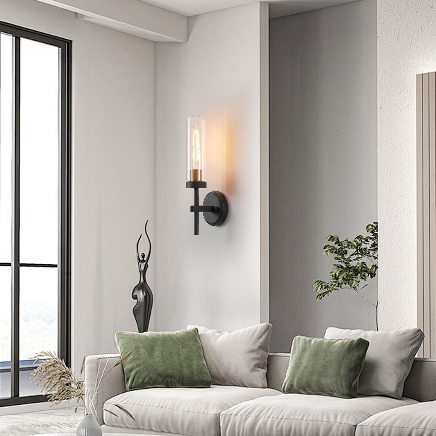 Wall Sconces Set Of Two Black Gold Bathroom Sconces Wall Lighting With Clear Glass Modern Sconces Wall Decor Set Of 2 Wall Light Fixtures For Bathroom Mirror Living Room Hallway Bedroom Wall Lamp