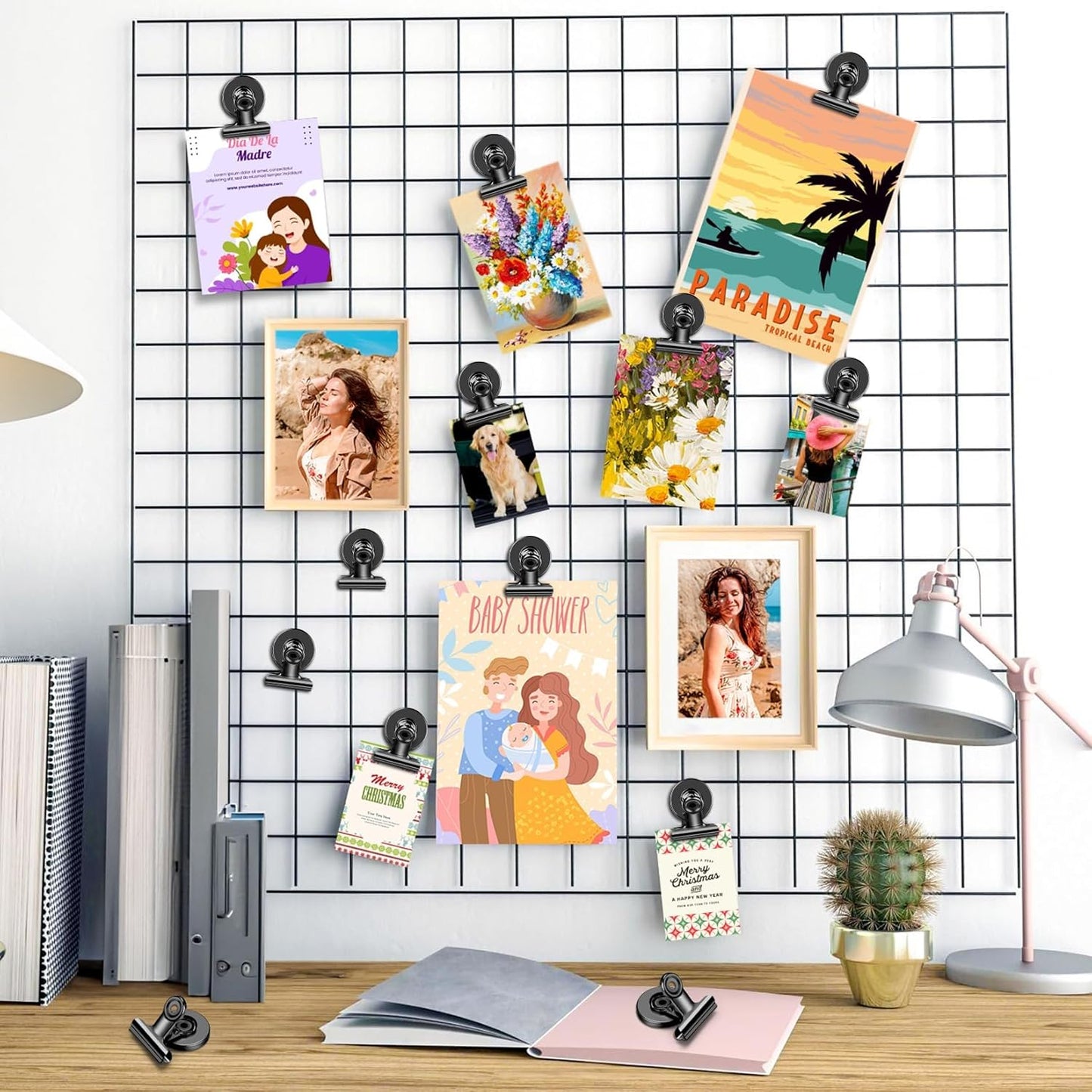 140 Pack Strong Magnetic Clips, Black Fridge Magnets Refrigerator Magnet, Magnet Clips for Photo Displays, Whiteboard Magnets for Home, Office, Classroom