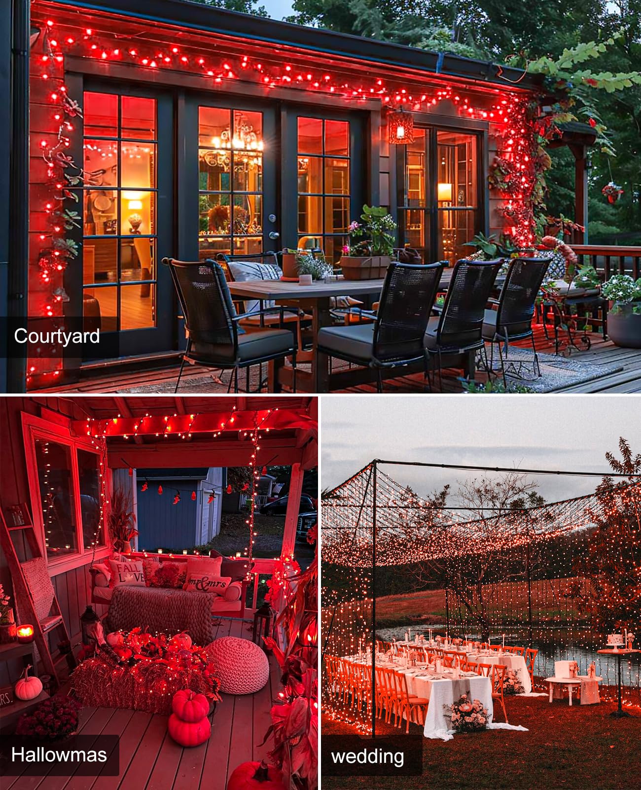 Xmasbokeh Red Christmas Lights Outdoor 80Ft 240 Led Christmas Tree Lights Waterproof Plug In 8 Modes Connectable Christmas Decorations Green Wire For Indoor Home Patio Holiday