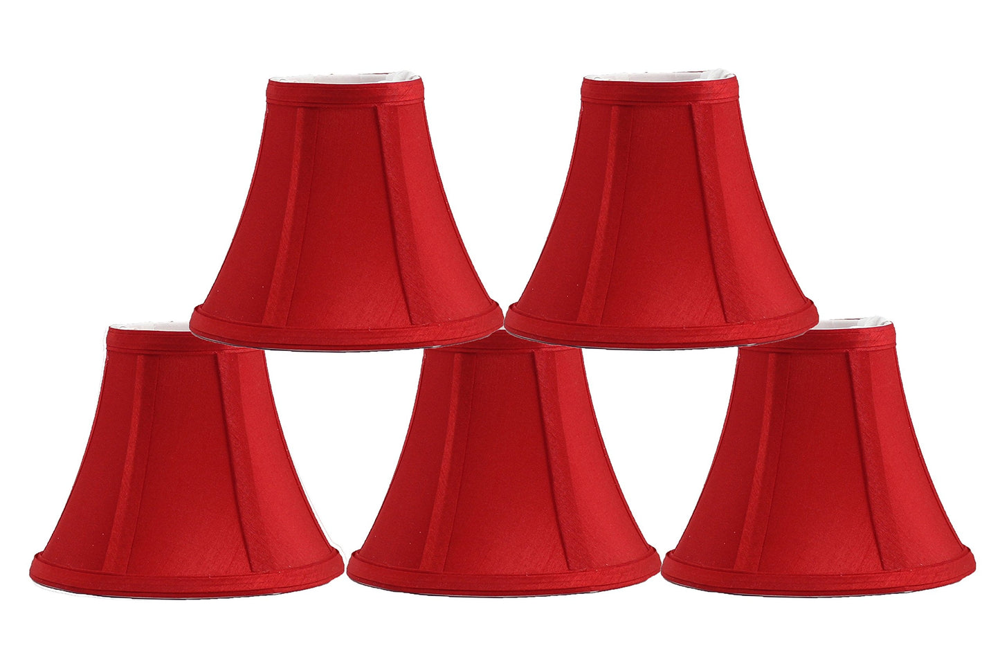 Urbanest Red Silk Bell Chandelier Lamp Shade Set of 5, 3-inch x 6-inch x 5-inch, Clip-on