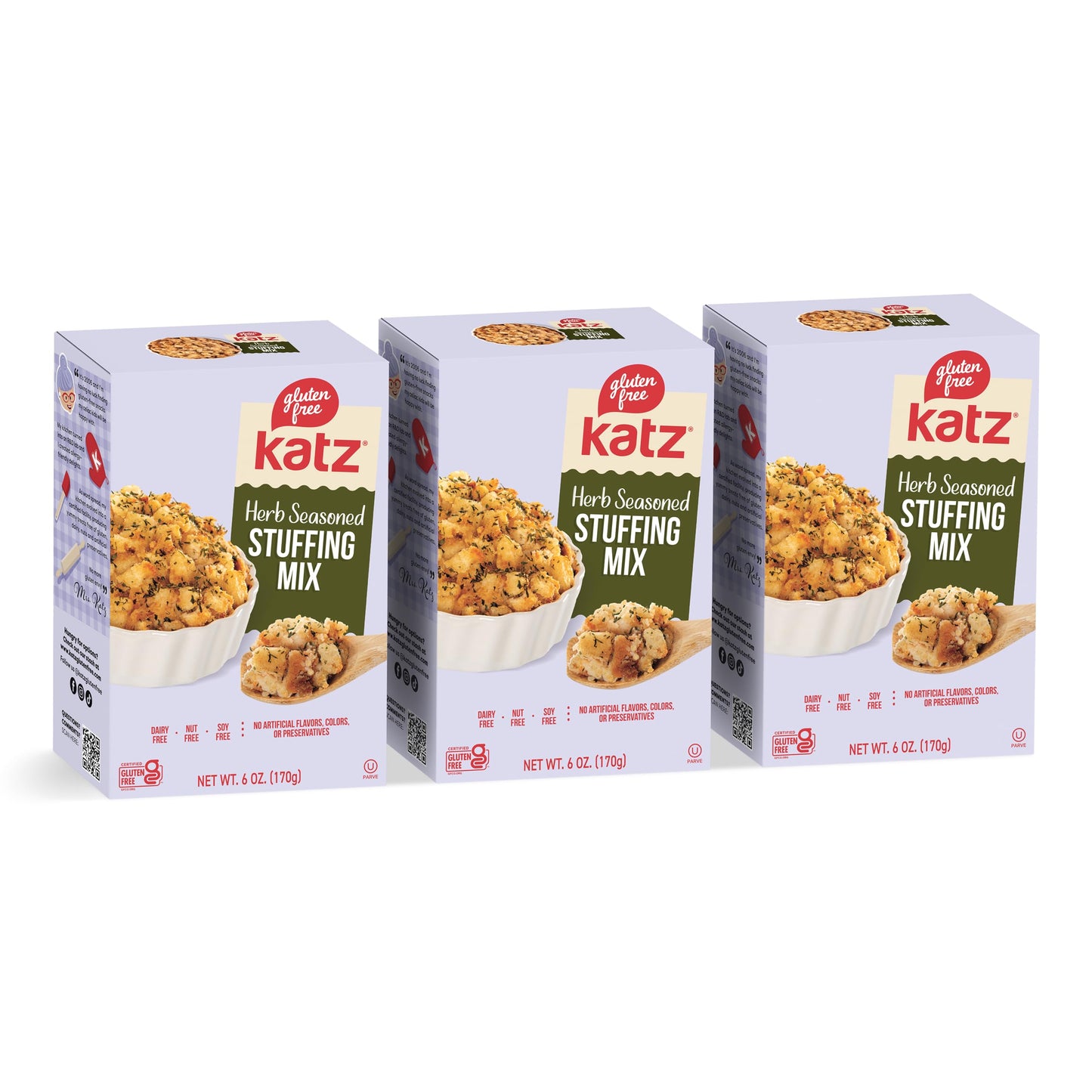 Katz Gluten Free Herb Seasoned Stuffing Mix Perfectly For All Your Holiday And Everyday Cooking Needs With No Artificial Flavors Colors Or Preservatives Pack of 3 (6 Oz)