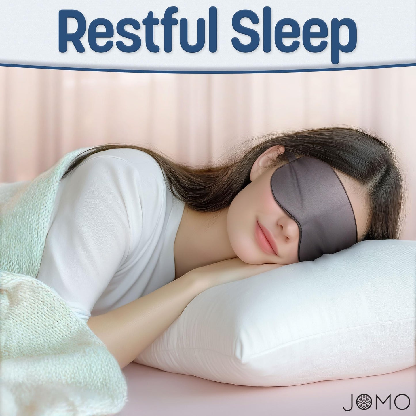 100% Bamboo Viscose Sleep Eye Mask - Dark Gray - Superior to Cotton - Light Blocking Travel Blindfold for Men & Women - Ultra-Soft & Comfortable with Adjustable Strap for Restful Sleep - by JoMo