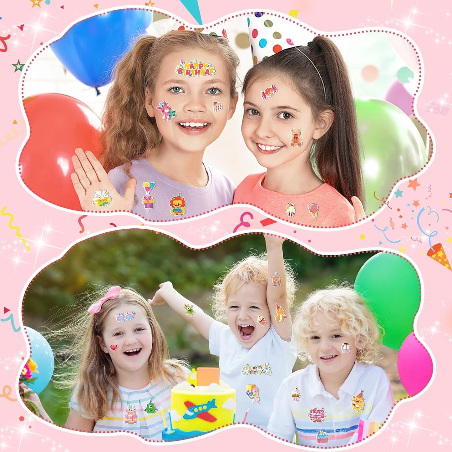 UPINS 12 Sheets Happy Birthday Stickers for Kids, 3D Cute Puffy Stickers Birthday Cake Foam Stickers Decals for Birthday
