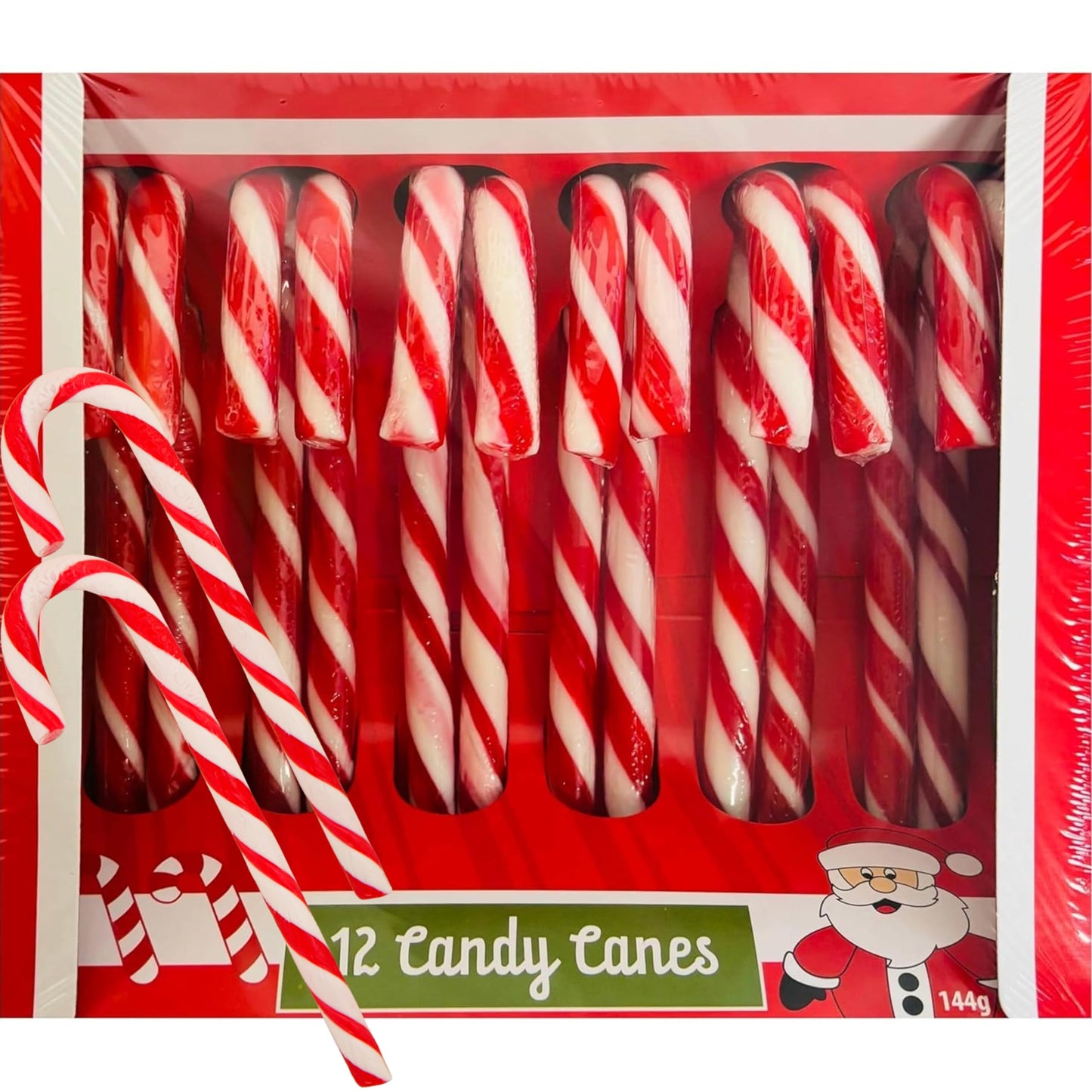 Holiday Christmas Candy Canes 1 Pack (12 Count) Traditional Red & White, Strawberry Taste for Festive Family Enjoyment - Kosher
