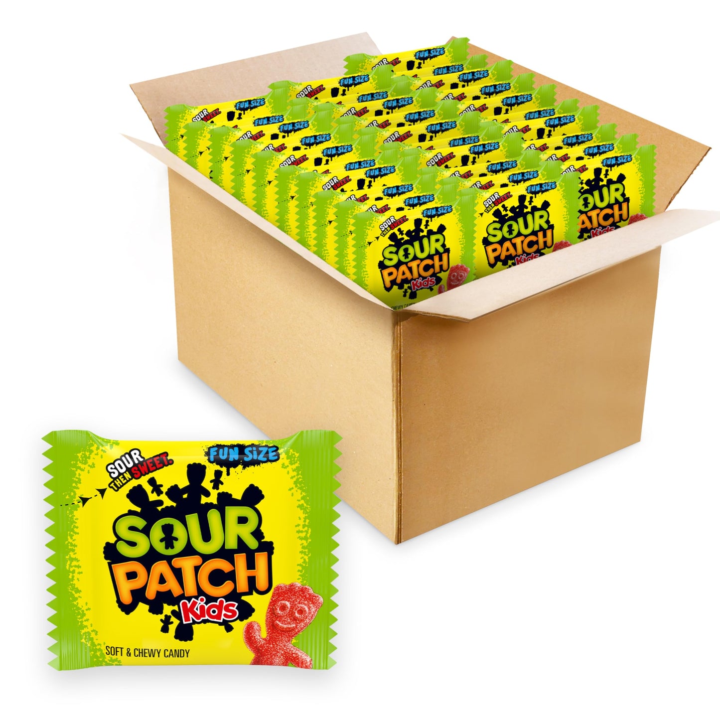SOUR PATCH KIDS Soft & Chewy Candy Bulk Christmas Candy Stocking Stuffers 140 Snack Packs