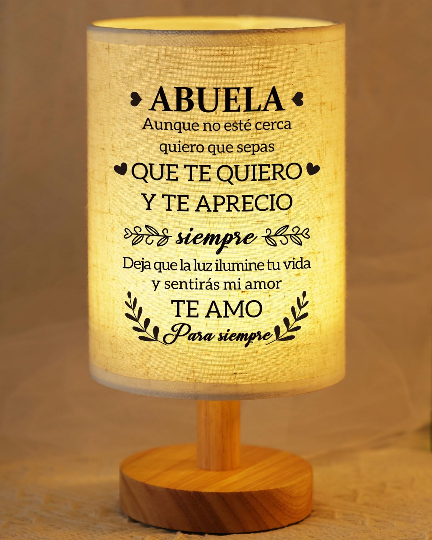 SUEHHYY Birthday Gifts for Grandma in Spanish, Regalos para Abuela Fabric Bedside Table Lamp Presents, Mothers Day Christmas Val
