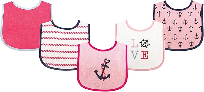 Luvable Friends Baby Cotton Terry Drooler Bibs with PEVA Back, Transportation, One Size