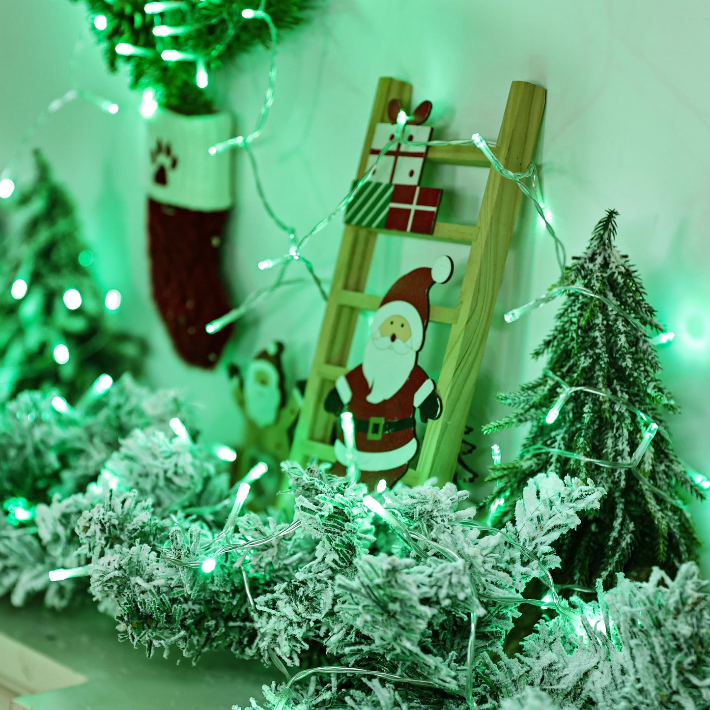 Lomotech Battery Operated Christmas Lights - 4 Pack Total 66Ft 200Leds String Lights 8 Modes Waterproof With Timer For Home Garden Party Holiday Tree Decoration (Clear Wire Green)