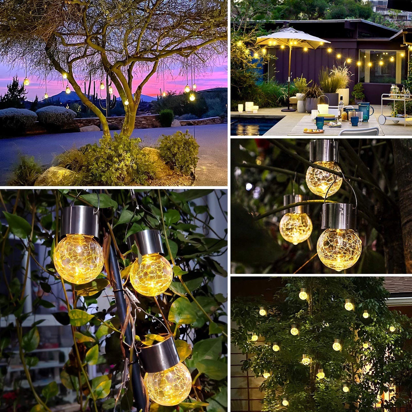 Bosceos 12-Pack Hanging Solar Lights - Waterproof ed Glass Led Globes, Warm White For Garden Patio Christmas Decoration