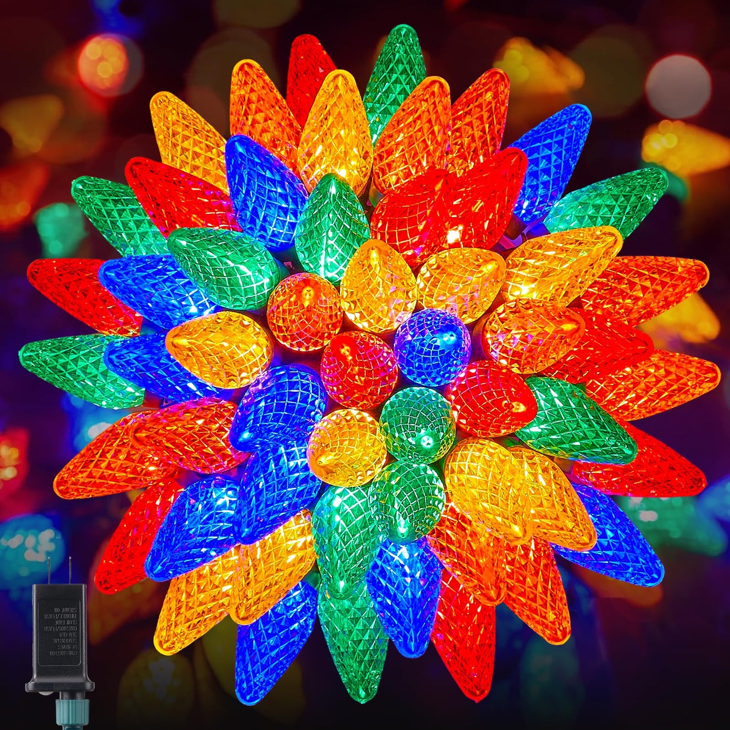 Minetom C9 LED Christmas String Lights Outdoor, 50 Feet 50 LED String Lights 8 Lighting Mode, Waterproof Indoor Outside Xmas Dec