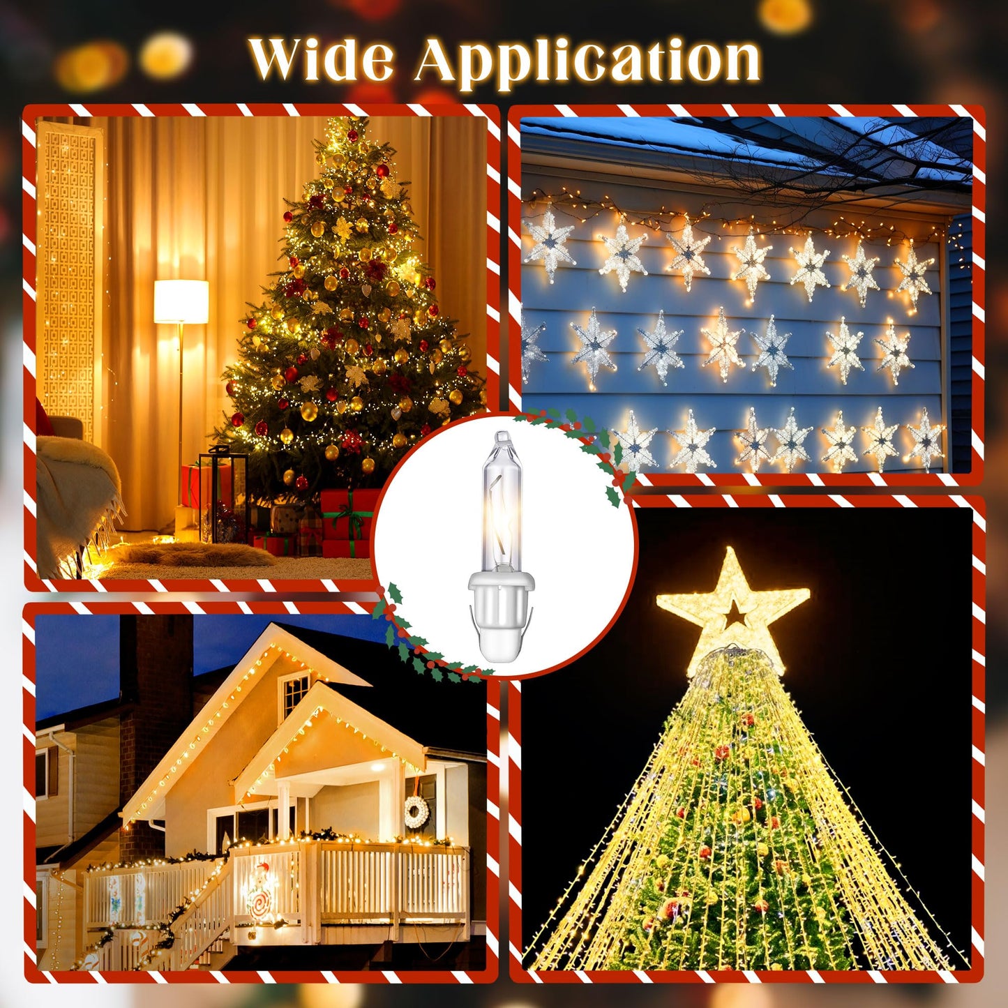Electricwise 50 Pcs Twinkle Christmas Tree Light Replacement Bulbs 2.5 Volt Incandescent Christmas Tree String Bulbs With Base For Indoor Outdoor Xmas Decor (White Light White Base)