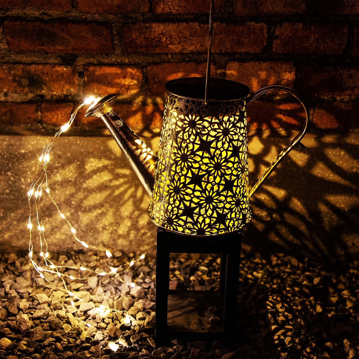 Vookry Solar Watering Can Lights - 2 Pack Warm White Metal Lanterns For Outdoor Garden Decor, Patio, Yard, And Landscape