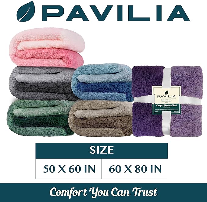 PAVILIA Fluffy Sherpa Throw Blanket Ombre | Gradient Plush, Soft, Fuzzy, Decorative Accent Throw Blanket for Couch Sofa Bed | Cozy Warm Decorative Furry Faux Fur Blanket, 50x60 Inches Gray