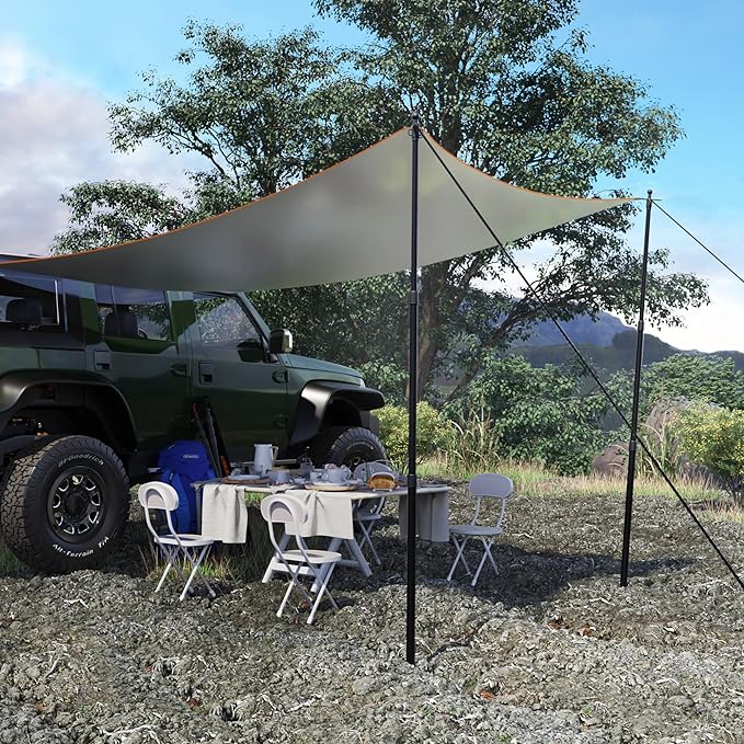 WILDROAD Tarp Poles Tent Poles Canopy Poles 7.7 ft, Telescoping Aluminum Poles with Non-Slip Aluminum Cone Bottom, Portable and Lightweight Camping Gear for Camping and Awnings, Set of 2