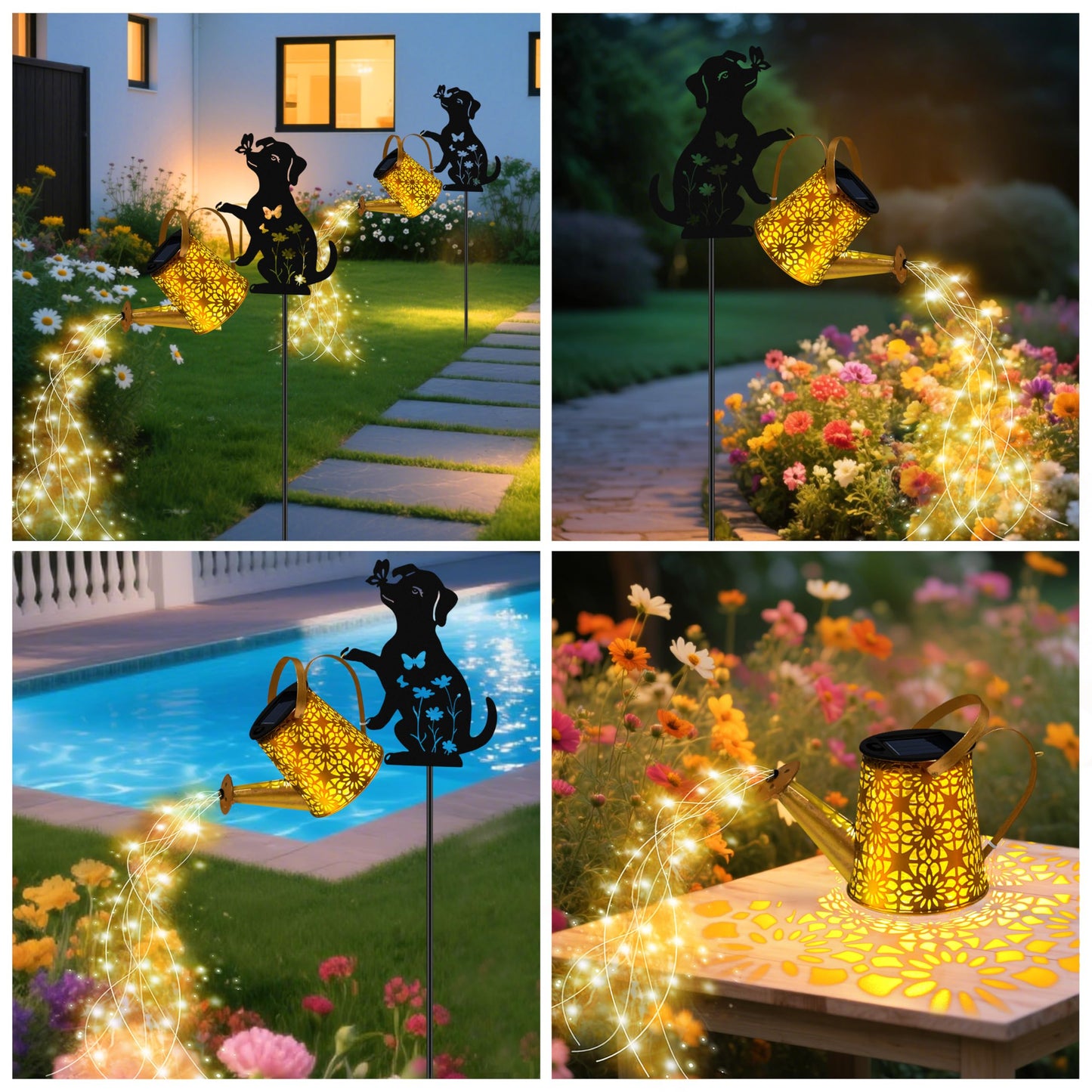 Solar Watering Can Lights Dog Hanging Lantern Solar Lights Outdoor Dog Lover Gifts For Mom Women Birthday MotherS Day Christmas Waterproof Garden Decor Outside Patio Yard Pathway Backyard