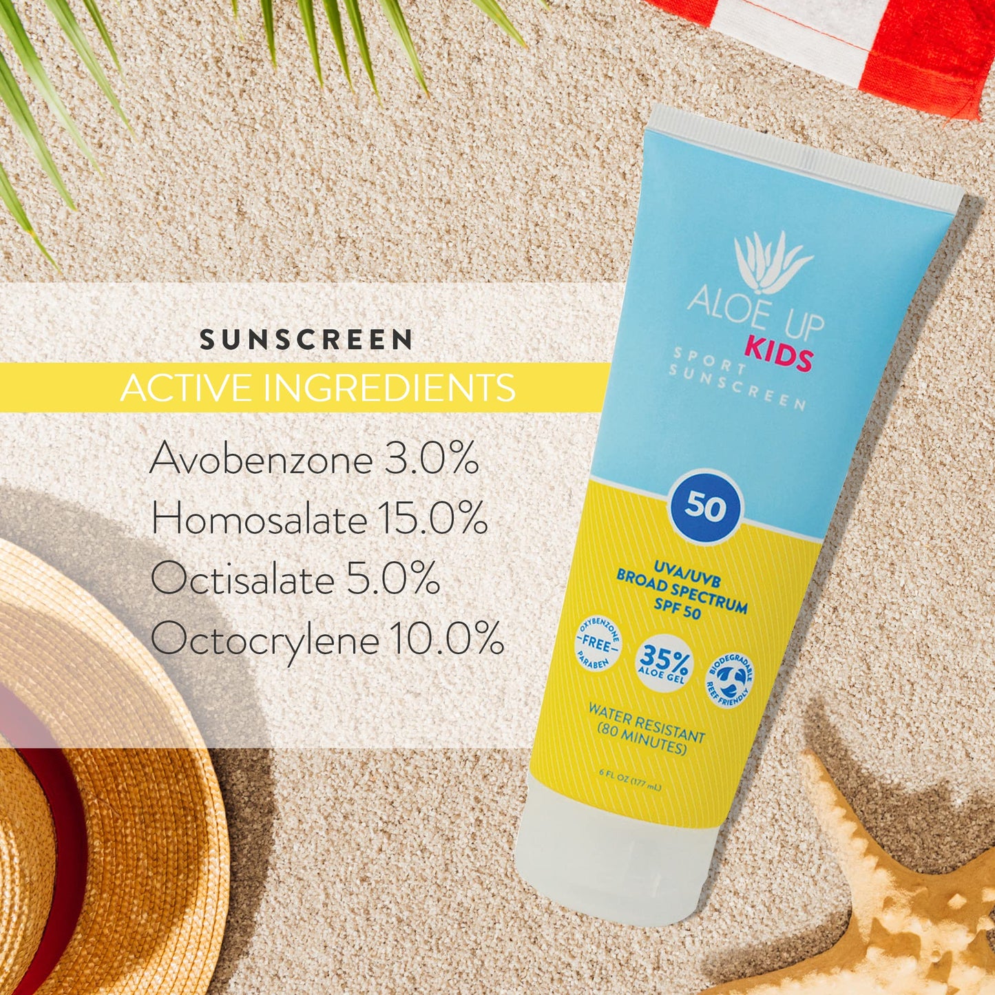 Aloe Up Kids Sport Sunscreen Lotion SPF 50 - Broad Spectrum Sheer Face and Body Sunscreen Protector for Sensitive Skin - With Al