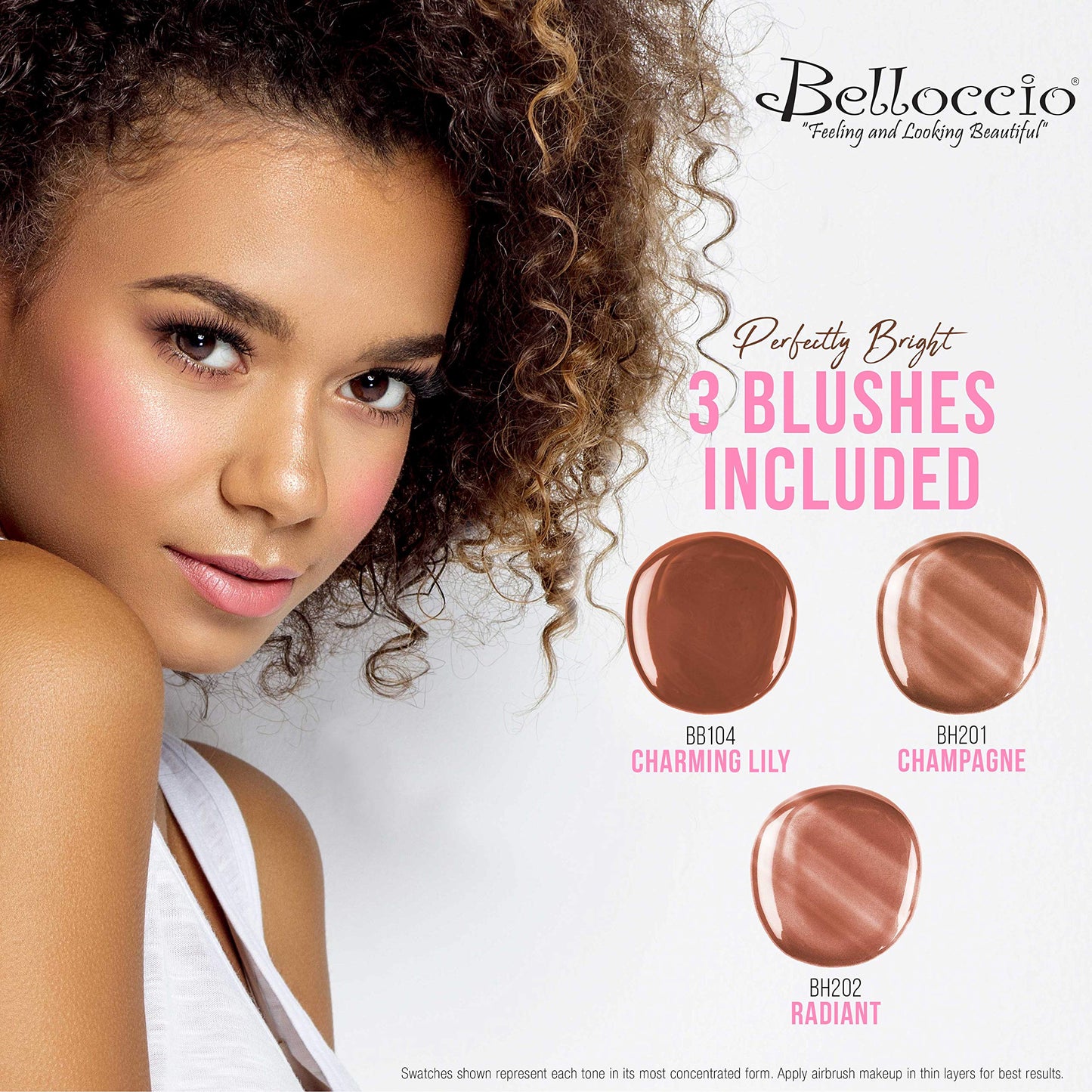 Belloccio Professional Beauty Airbrush Cosmetic Makeup System with 4 Fair Shades of Foundation in 1/4 Ounce Bottles - Kit Includ