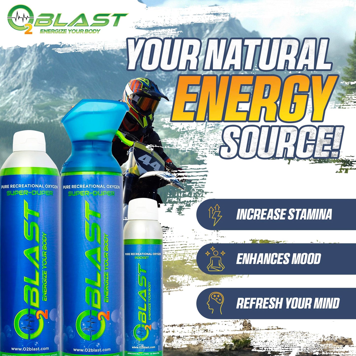 O2 Blast - Portable Pure Oxygen Bundle with 10L and 4L Flip-Top Can, and 10L Can with Breathing Mask Filled with 99.99% Pure Oxygen for Sports, Fitness, Hiking, Outdoor Adventures, and Recreation