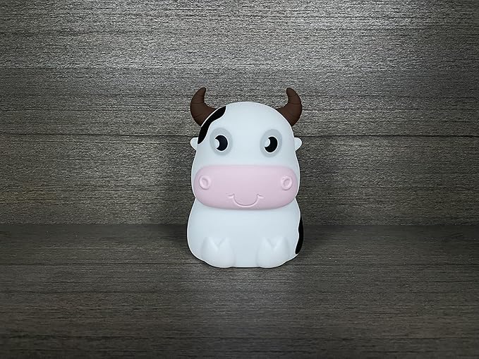 Cute Kids Night Light Night Lamp Night Lights for Kids Bedroom Toddler Baby Portable Silicone Battery Led Nightlight Nursery(Pink Cow)