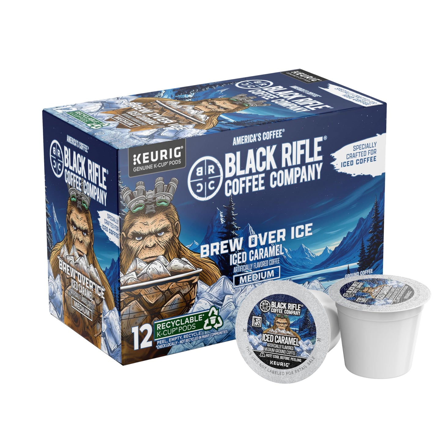 Black Coffee Company Iced Caramel Coffee K-Cup - Limited Edition Smooth Caramel Flavor with Buttery Finish Hot Brew for Iced Coffee Rounds 12-count