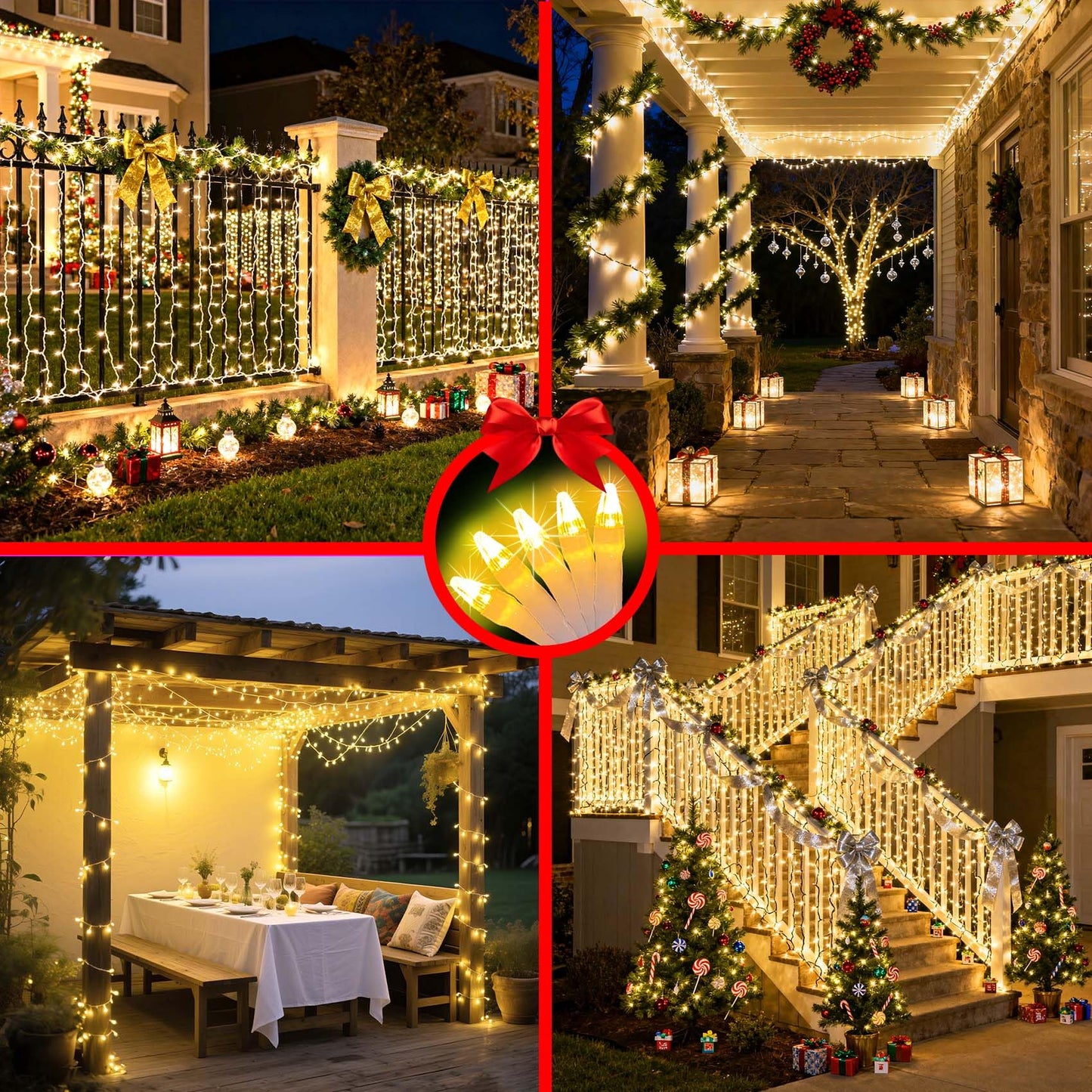 750 Led 240Ft Christmas String Lights Outdoor 12 Pro Modes And Timer Memory & Brightness Plug In Outdoor Waterproof Clear Wire Twinkle Light For For Xmas Yard Tree Wedding Party Decor (Warm White)