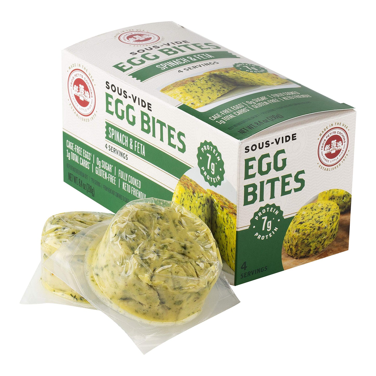Les Trois Petits Cochons Egg Bite With Spinach & Feta, 8.4 Oz