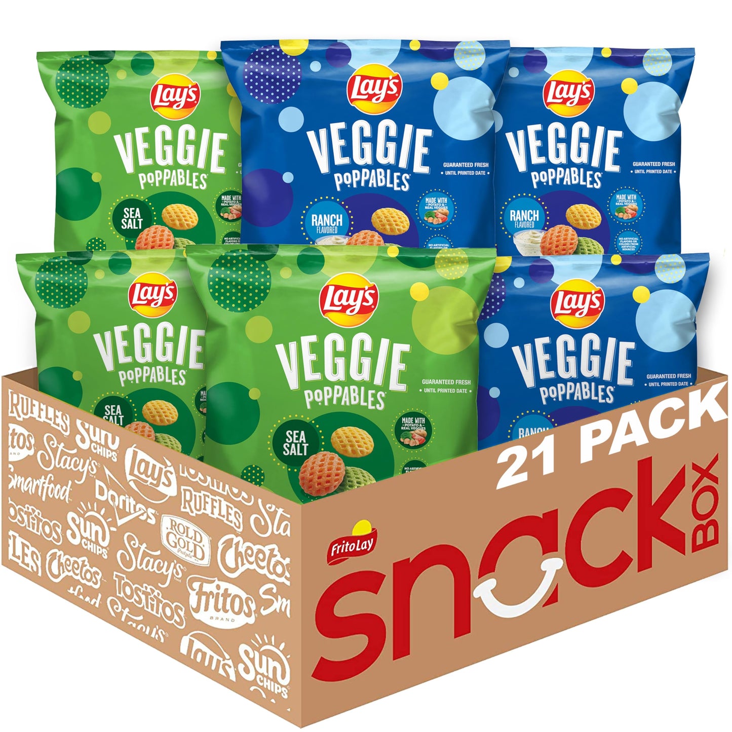 Lays Veggie Poppables Gluten Free Snacks Variety Pack 0.5 Oz (Pack of 21)