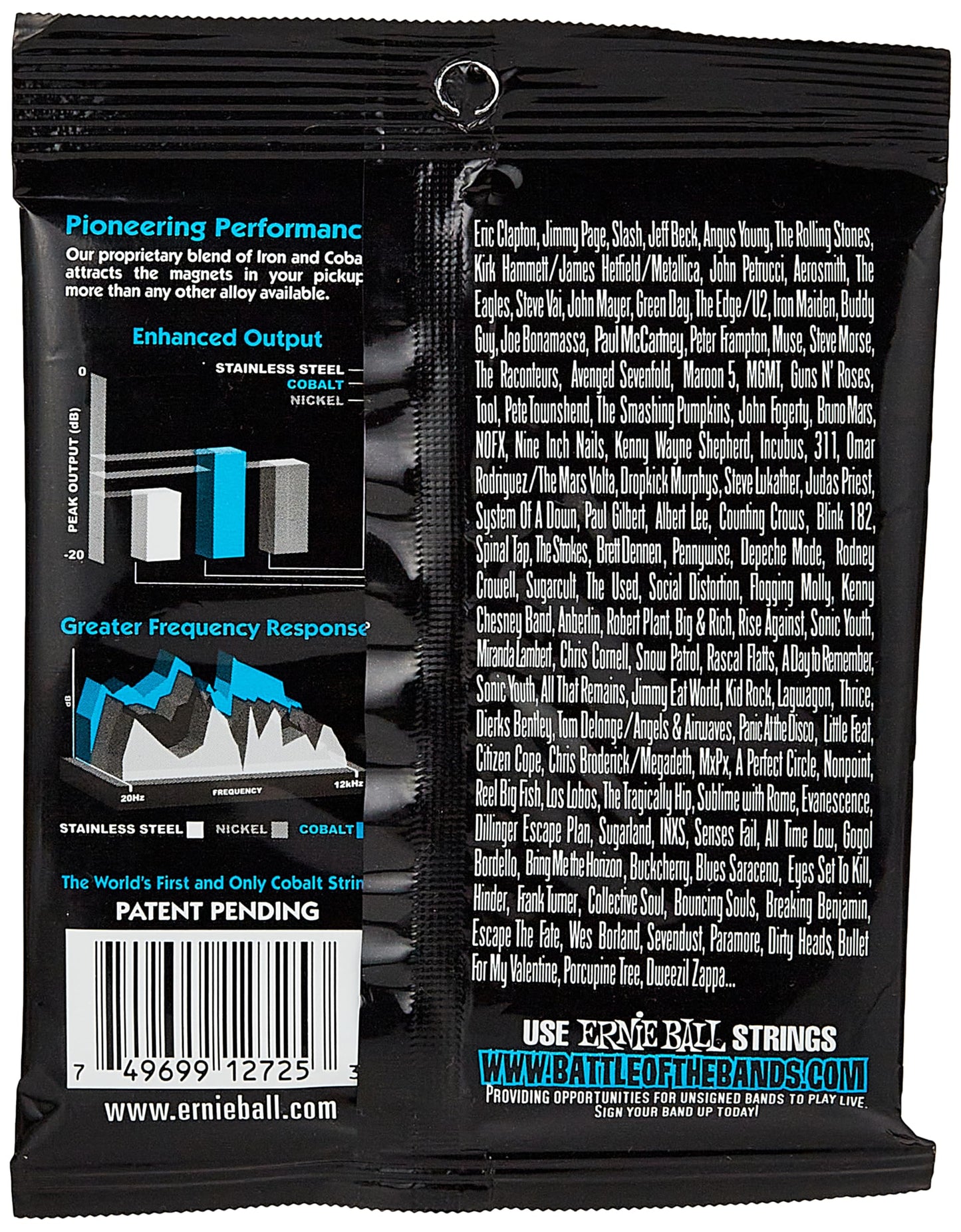 Ernie Ball Extra Slinky Cobalt Electric Guitar Strings, 8-38 Gauge (P02725)