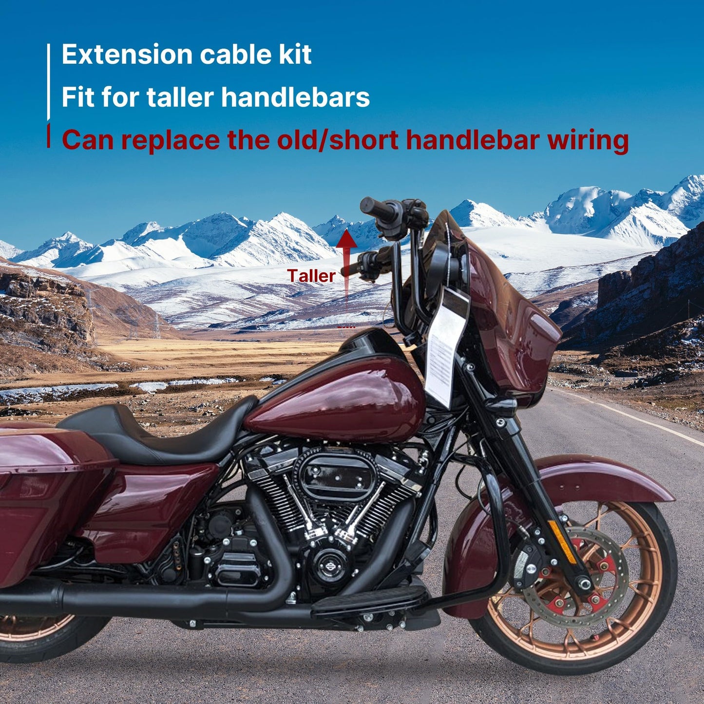 Tigersgate 2000-2006 Touring No Abs 14 Ape Hangers Cables Kit Extended Clutch Cable & Throttle & Idle Cables & Brake Line & Can