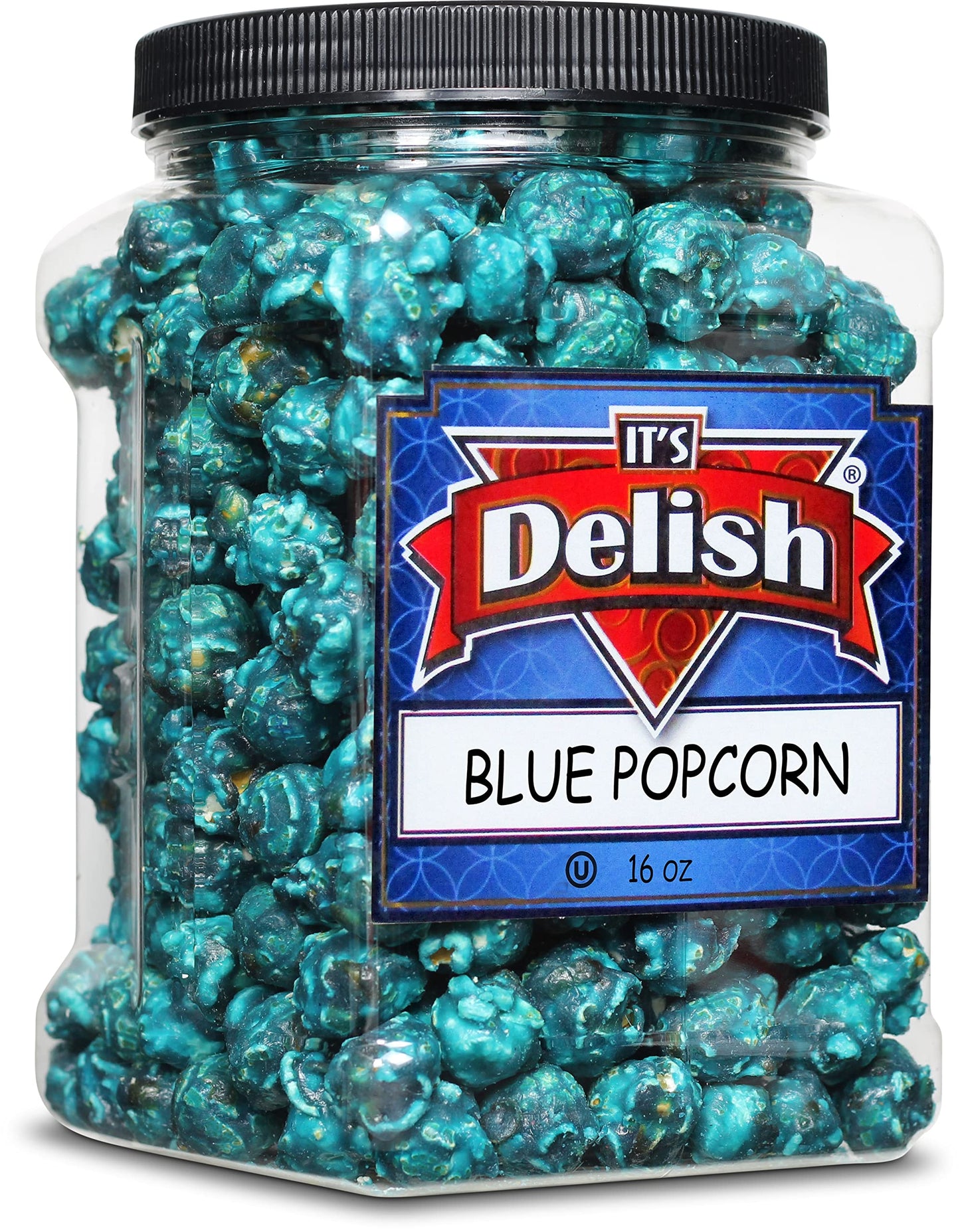 Gourmet Blue Raspberry Flavored Popcorn by Its Delish - 16 Oz Jumbo-Sized Container | Bulk Air Popped Pop Corn Snack - Fruity B