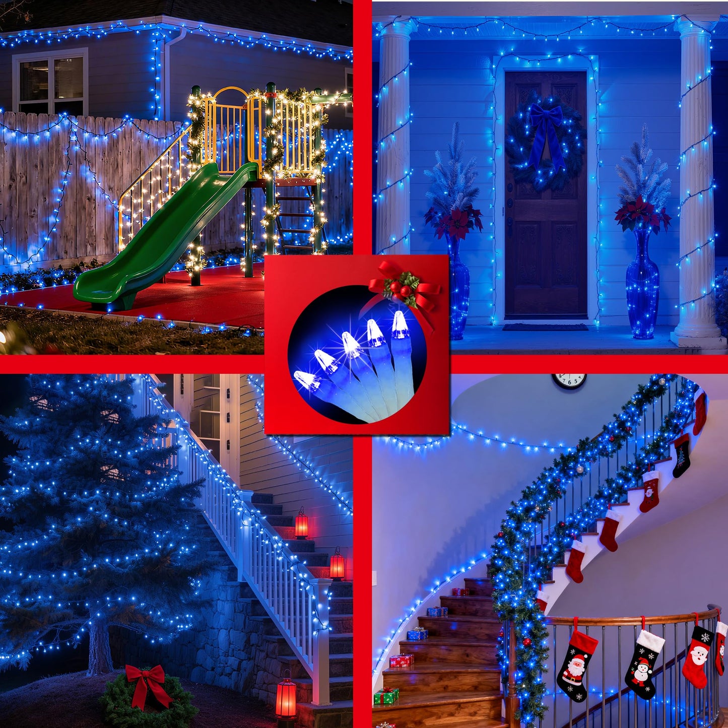 Xikengshq 1500Led Christmas Lights Outdoor Use 470Ft 12 Modes Blue Led String Lights With Timer Dimmable Waterproof Christmas Tree Lights For Xmas Patio Yard Fence Balcony Garden Party Decor Blue
