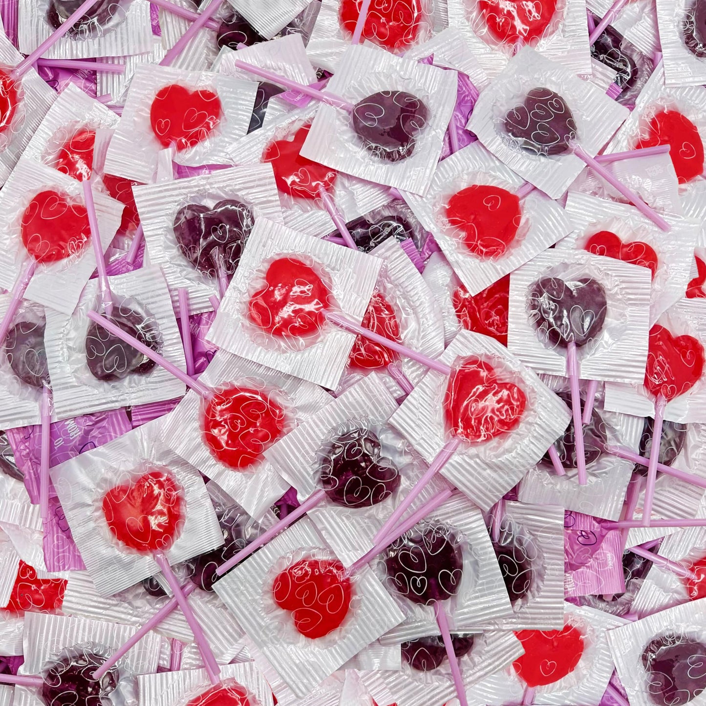 Heart Shaped Lollipops (2 Pound Bag - Approx. 100 Count), Cherry and Blue Raspberry Flavored Candy